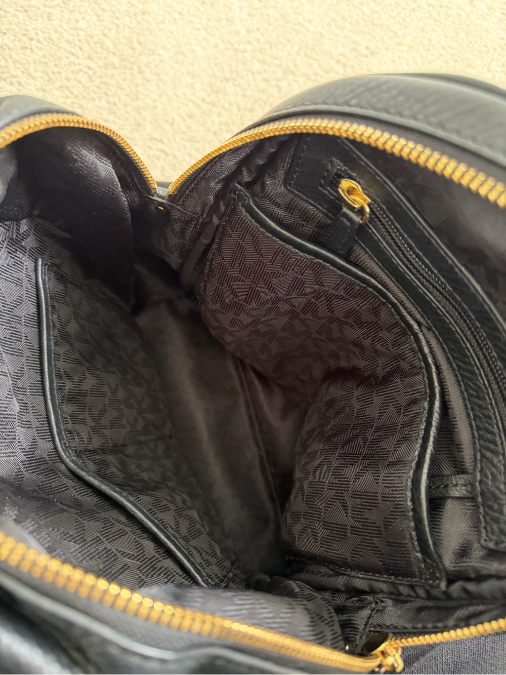 Michael Kors Black Pebbled Leather Backpack Gold Hardware Medium - Picture 9 of 16